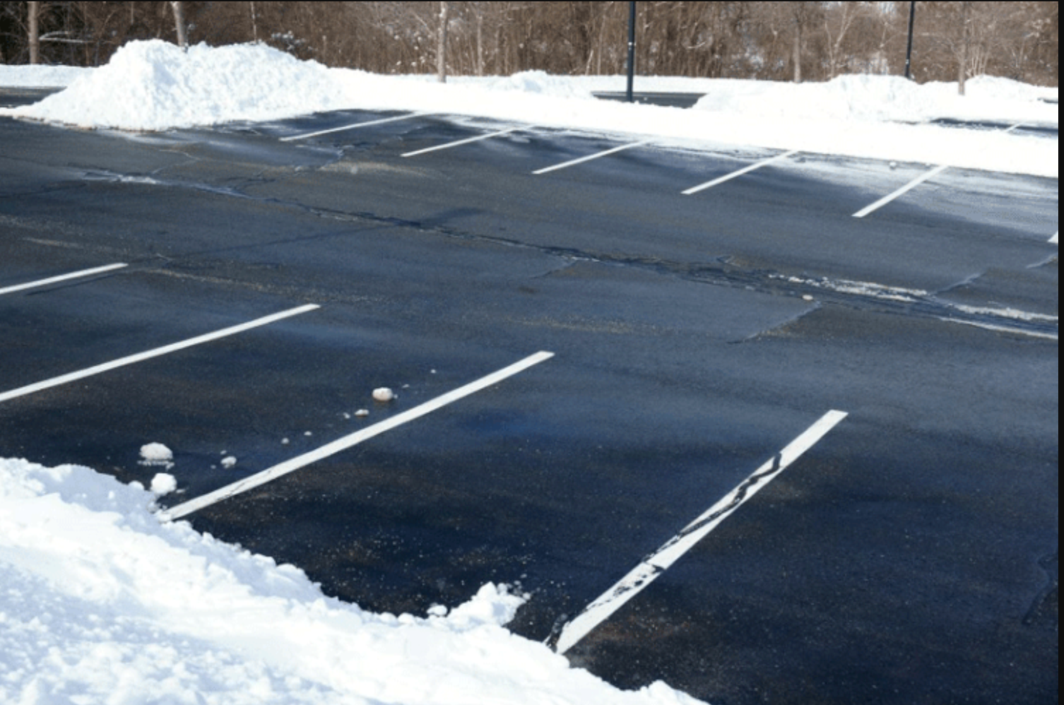 Plowed commercial parking lot — Keyser snow removal